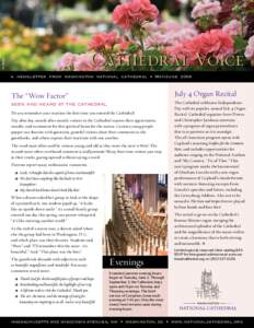 D. Marks  Cathedral Voice a newsletter from washington national cathedral  •  May/June[removed]The “Wow Factor”