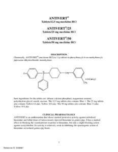 ANTIVERT®  Tablets/12.5 mg meclizine HCl ANTIVERT®/25