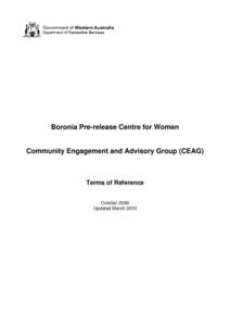 Boronia Pre-release Centre for Women  Community Engagement and Advisory Group (CEAG) Terms of Reference October 2000