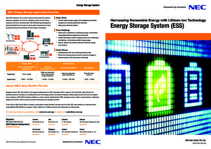 Energy Storage System NEC Energy Storage Application Benefits NEC ESS solutions can be used to adjust severe power fluctuations, Smart Grids