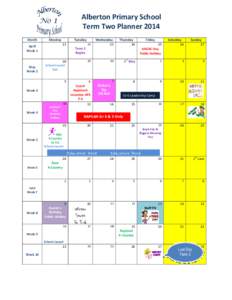 Alberton Primary School Term Two Planner 2014 No 1 Month