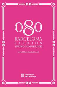 PRESENTACIÓ Els dono la més entusiasta benvinguda a aquesta desena edició del 080 Barcelona Fashion. En aquest magnífic entorn del Palau de Pedralbes, aquesta edició continua el camí iniciat pel govern de la Gen