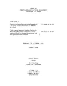 Before the FEDERAL COMMUNICATIONS COMMISSION Washington, D.C[removed]In the Matter of Revisions to Rules Authorizing the Operation of