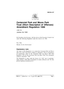 1998 No 447  New South Wales Centennial Park and Moore Park Trust (Short Description of Offences)