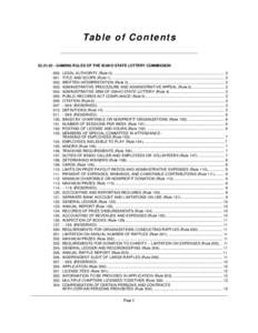 Ta b l e o f C o n te n ts[removed]GAMING RULES OF THE IDAHO STATE LOTTERY COMMISSION 000. LEGAL AUTHORITY (Rule 0). ....................................................................................................