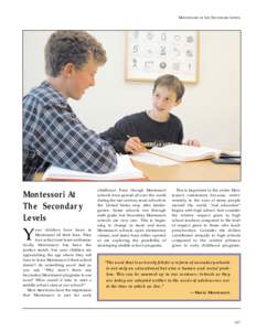 MONTESSORI AT THE SECONDARY LEVELS  Montessori At The Secondary Levels
