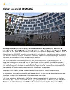 iran­daily.com  http://www.iran­daily.com/News[removed]html Iranian joins IBSP of UNESCO