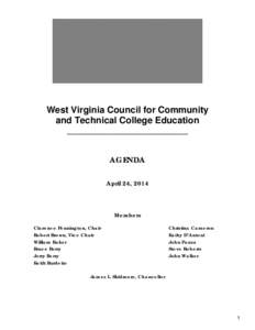 West Virginia Council for Community and Technical College Education __________________________ AGENDA April 24, 2014