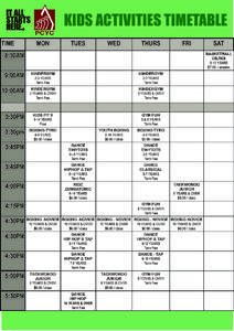 KIDS ACTIVITIES TIMETABLE TIME MON  TUES