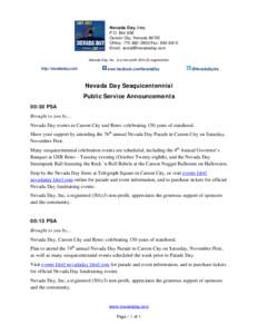 Microsoft Word - Nevada Day Sesquicentennial PSAs.doc