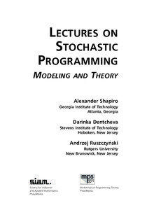 LECTURES ON STOCHASTIC PROGRAMMING