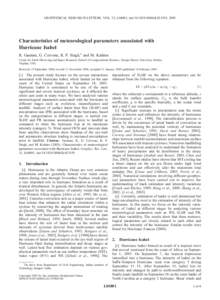 GEOPHYSICAL RESEARCH LETTERS, VOL. 32, L04801, doi:2004GL021559, 2005  Characteristics of meteorological parameters associated with Hurricane Isabel R. Gautam, G. Cervone, R. P. Singh,1 and M. Kafatos Center for 