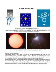 Catch a starG-stars: good stars like our sun? Description and analysis of different star types of the same spectral class as our sun