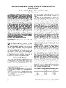 The Protective Role of Gastric Acidity in Neonatal Bacterial Translocation By John E. Dinsmore,