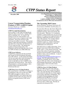 December[removed]December 2009 Census Transportation Planning Products (CTPP) AASHTO Update