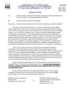 COMMONWEALTH OF PENNSYLVANIA PENNSYLVANIA PUBLIC UTILITY COMMISSION P.O. BOX 3265, HARRISBURG, PA[removed]IN REPLY PLEASE REFER TO OUR FILE