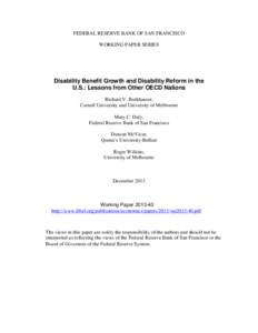 Disability Benefit Growth and Disability Reform in the U.S.: Lessons from Other OECD Nations