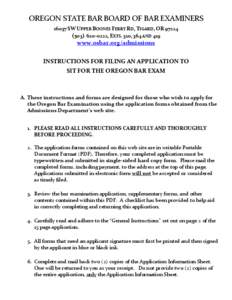 Oregon Board of Bar Examiners | July 2014 Bar Exam Application