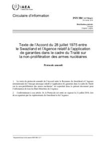 INFCIRC/227/Mod.1 - The Text of the Agreement of 28 July 1975 between Swaziland and the Agency for the Application of Safeguards in Connection with the Treaty on the Non-Proliferation of Nuclear Weapons - French