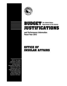 BUDGET JUSTIFICATIONS The United States Department of the Interior  and Performance Information