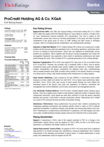 Banks Germany ProCredit Holding AG & Co. KGaA Full Rating Report Key Rating Drivers