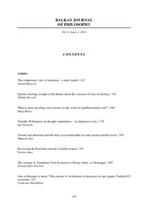 BALKAN JOURNAL OF PHILOSOPHY Vol. 4, Issue 2, 2012 C O NT E N T S