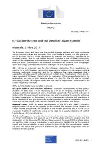 EUROPEAN COMMISSION  MEMO Brussels, 5 May[removed]EU-Japan relations and the 22nd EU-Japan Summit
