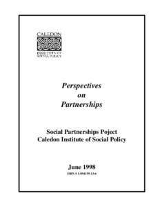 Perspectives on Partnerships Social Partnerships Poject Caledon Institute of Social Policy