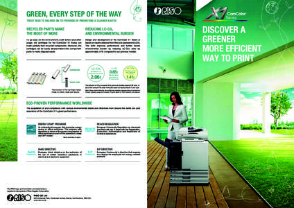 GREEN, EVERY STEP OF THE WAY TRUST RISO TO DELIVER ON ITS PROMISE OF PROMOTING A CLEANER EARTH. RECYCLED PARTS MAKE THE MOST OF MORE