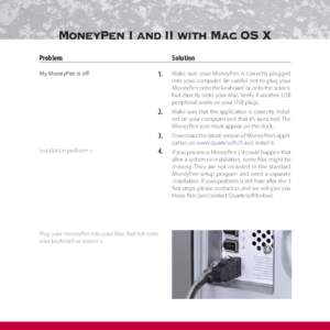 MoneyPen I and II with Mac OS X Problem My MoneyPen is oﬀ Installation problem >