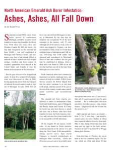 North American Emerald Ash Borer Infestation:  Ashes, Ashes, All Fall Down By Dr. Randall Frost  ometime around 1994, a new Asian