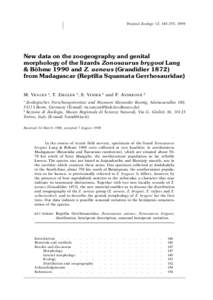 Tropical Zoology 12: , 1999  New data on the zoogeography and genital morphology of the lizards Zonosaurus brygooi Lang & Böhme 1990 and Z. aeneus (Grandidierfrom Madagascar (Reptilia Squamata Gerrhosaurid