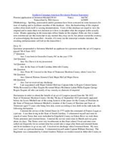 Southern Campaign American Revolution Pension Statements Pension application of Solomon Mitchell W181 Nancy fn67SC Transcribed by Will Graves[removed]
