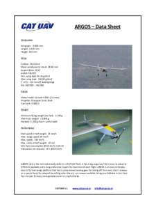 ARGOS – Data Sheet Dimensions Wingspan : 3.000 mm Lenght: 1.920 mm Height: 445 mm Wing