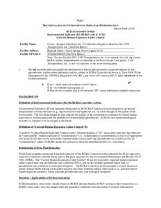 Region 3 RCRA Corrective Action Environmnetal Indicator for Owner-Koppers Industries, Inc., Co-Operations Koppers Industries, Inc./CSX HH_WVD003080959