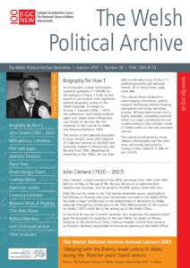 100  The Welsh Political Archive  Biography for Huw T.