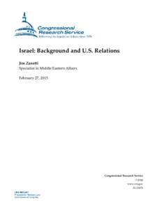 Israel: Background and U.S. Relations