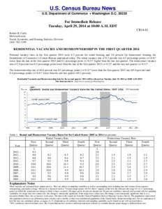 U.S. Census Bureau News U.S. Department of Commerce • Washington D.C[removed]For Immediate Release Tuesday, April 29, 2014 at 10:00 A.M. EDT CB14-61