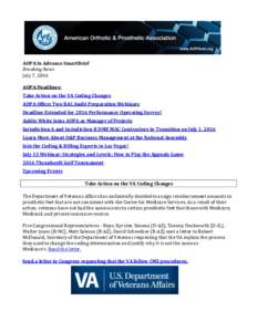 AOPA In Advance SmartBrief Breaking News July 7, 2016 AOPA Headlines: Take Action on the VA Coding Changes AOPA Offers Two RAC Audit Preparation Webinars