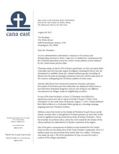 Open Letter to the President of the United States from the Rt. Rev’d Julian M. Dobbs, Bishop The Missionary Diocese of CANA East