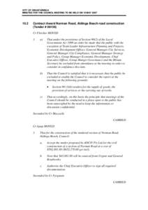 CITY OF ONKAPARINGA MINUTES FOR THE COUNCIL MEETING TO BE HELD ON 15 MAYContract Award Norman Road, Aldinga Beach road construction