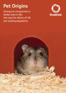 Pet Origins Giving our companions a better start in life: the case for reform of UK pet vending legislation
