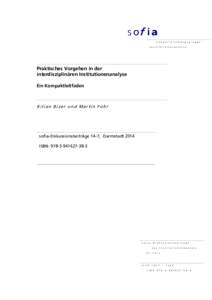 s of i a S o n d e r f o r s c h u n g s g r u p p e I n s t i t u t i o n e n a n a l y s e Praktisches Vorgehen in der interdisziplinären Institutionenanalyse