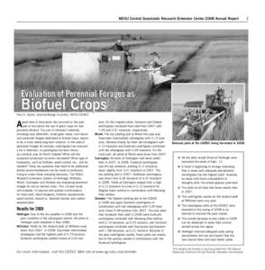 NDSU Central Grasslands Research Extension Center 2008 Annual Report  Evaluation of Perennial Forages as Biofuel Crops Paul E. Nyren, Director/Range Scientist, NDSU-CGREC