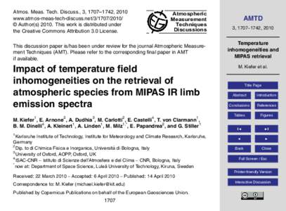 Atmos. Meas. Tech. Discuss., 3, 1707–1742, 2010 www.atmos-meas-tech-discuss.net/ © Author(sThis work is distributed under the Creative Commons Attribution 3.0 License.  Atmospheric