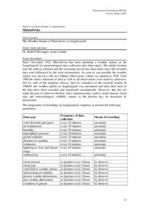 International Foundation HFSJG Activity Report 2001 Name of research institute or organization:  MeteoSwiss