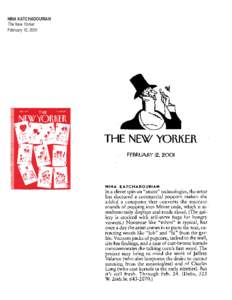 NINA KATCHADOURIAN The New Yorker February 12, 2001 