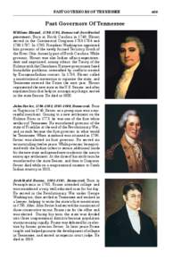 John Sevier / James C. Jones / William B. Campbell / Neill S. Brown / John C. Brown / Aaron V. Brown / William Blount / James B. Frazier / Dewitt Clinton Senter / Tennessee / State governments of the United States / State of Franklin