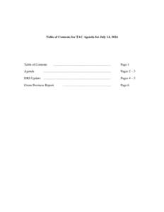 Table of Contents for TAC Agenda for July 14, 2016  Table of Contents Agenda  ………………………………………………