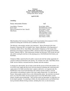 Summary Water Supply Task Force Finance Subcommittee Meeting Heritage Hall, Rome, Georgia April 29, 2011 Attending: